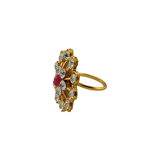 Regular Fit Stone Stud-Platted Brass Ring